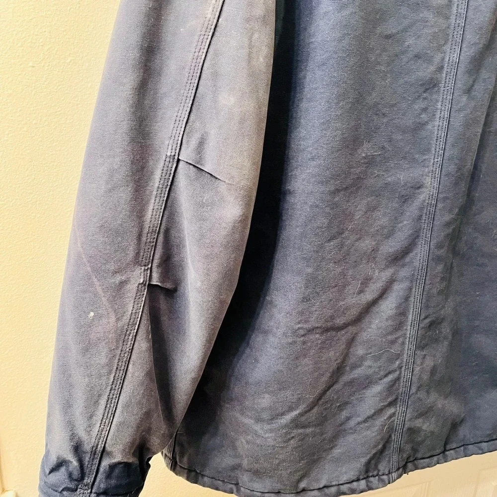Carhartt Mens Blue Work‎ Chore Coat Quilted Lined Jacket SBC Logo